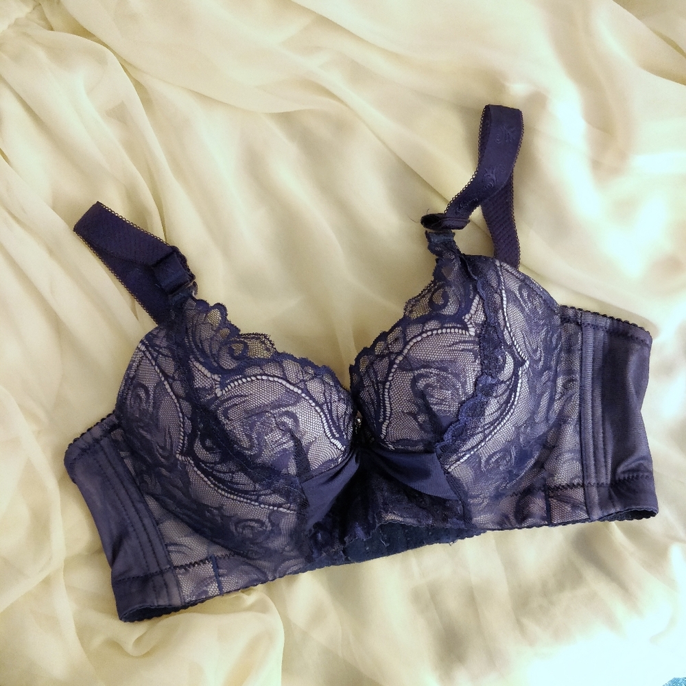 Navy Blue Laced Bra, 34C